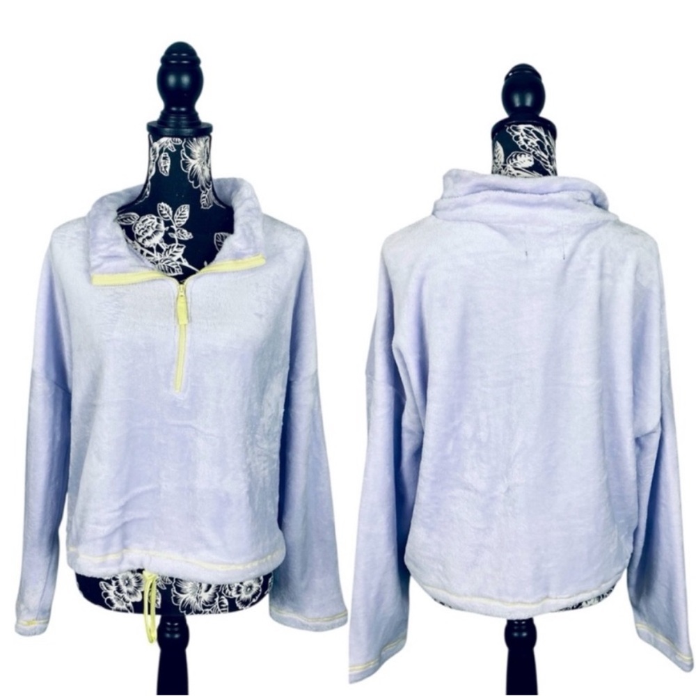 NWT Love + Joy by FCT pastel purple fuzzy crop quarter zip pullover size large
